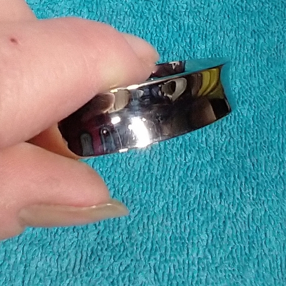 Silvertone Cuff Bracelet Mirror Finish Concave Adjustable Vintage - Picture 2 of 5